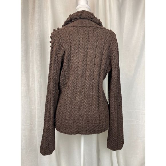 TapeMeasure Anthropology Brown 3D Textured Knit Sweater – Size L, Cozy & Unique - Picture 3 of 7